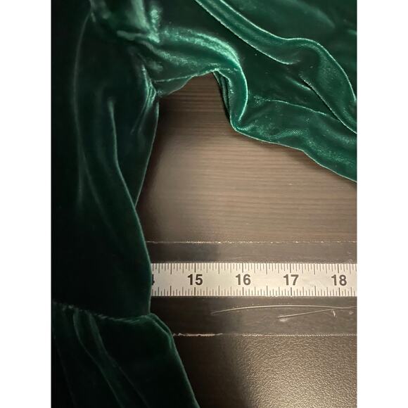 Vintage Handmade Womens Dress Medium Green Velvet Babydoll Princess Medieval - Picture 4 of 6